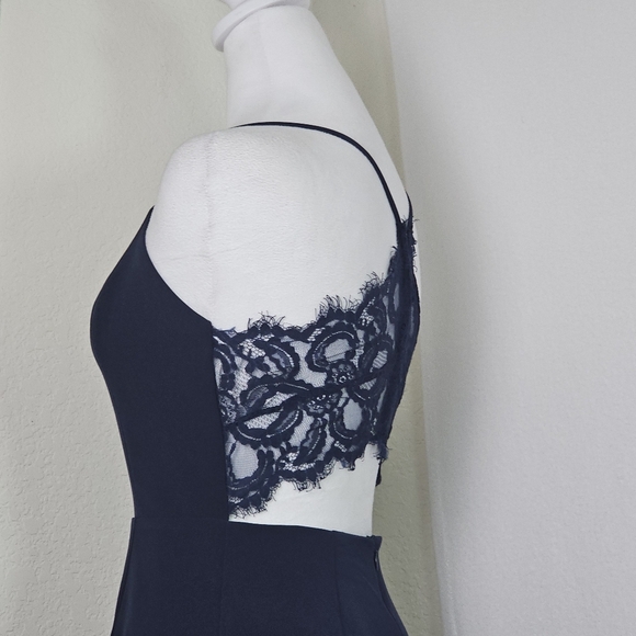Lovers&Friends Helena Gown Navy Womens Sz 2   Lace Trim Back, Prom,Dance,Formal - Picture 6 of 16